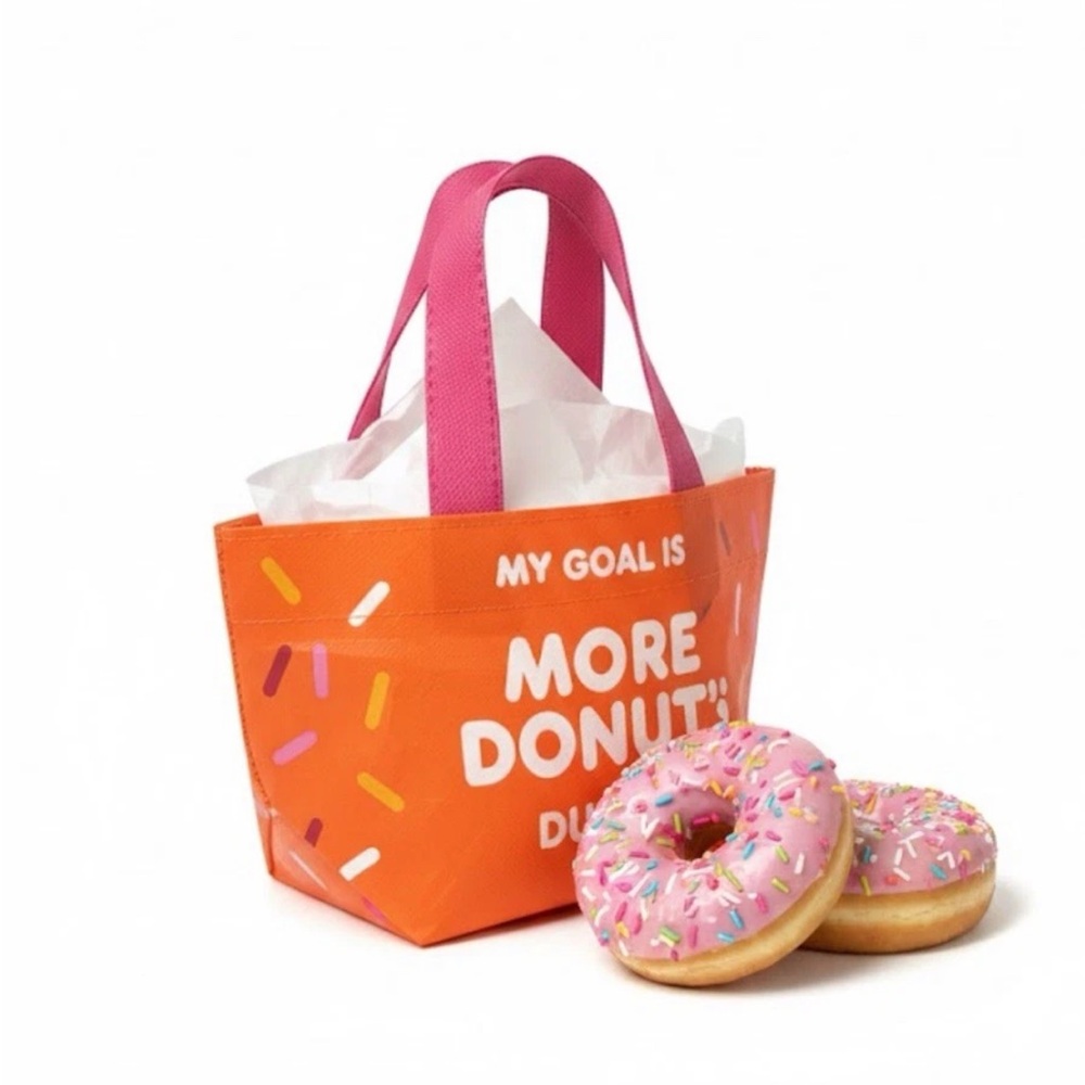 Dunkin Donuts Pink and Orange Mini Donut Tote Bag